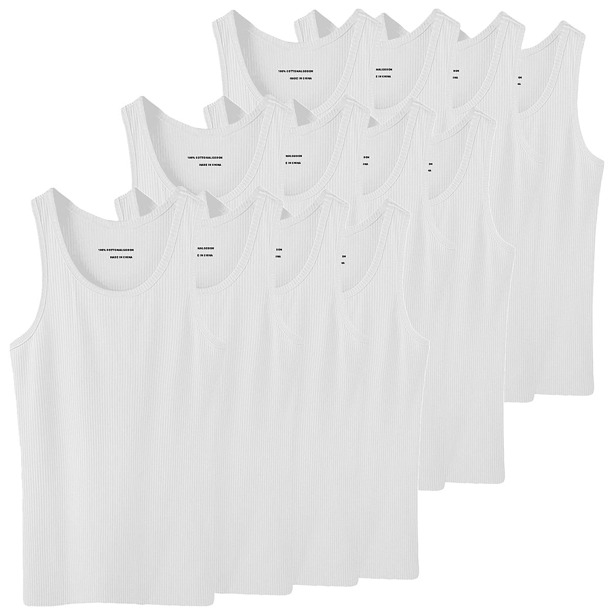 Men Cotton Tank Top Wife-Beater A-Shirt Regular Undershirt Ribbed White  Black