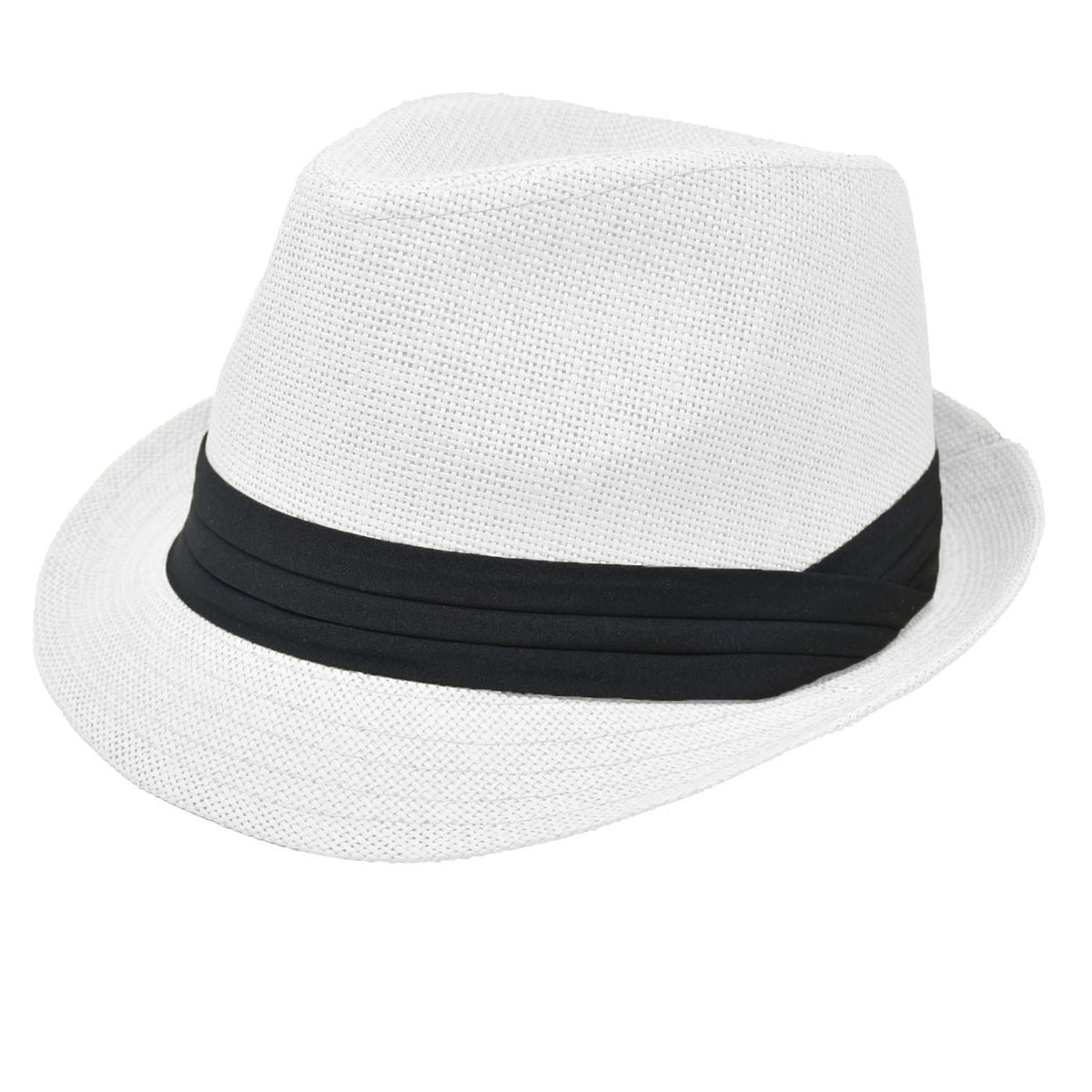 Men Women Summer Fedora Panama Hat Trilby Cuban Straw Sun Hats Short Brim with Black Band