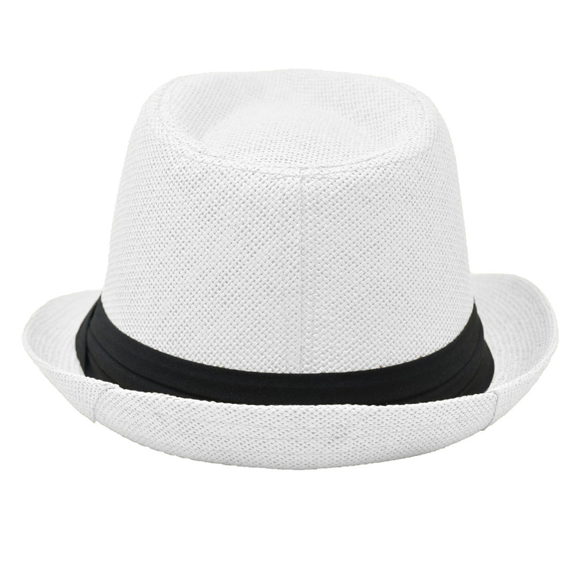Men Women Summer Fedora Panama Hat Trilby Cuban Straw Sun Hats Short Brim with Black Band