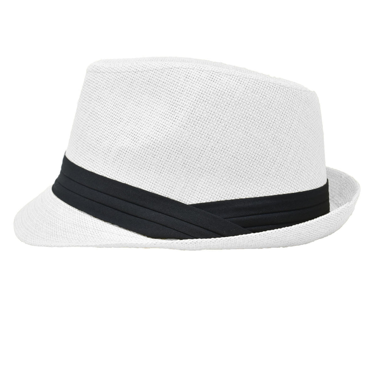 Men Women Summer Fedora Panama Hat Trilby Cuban Straw Sun Hats Short Brim with Black Band