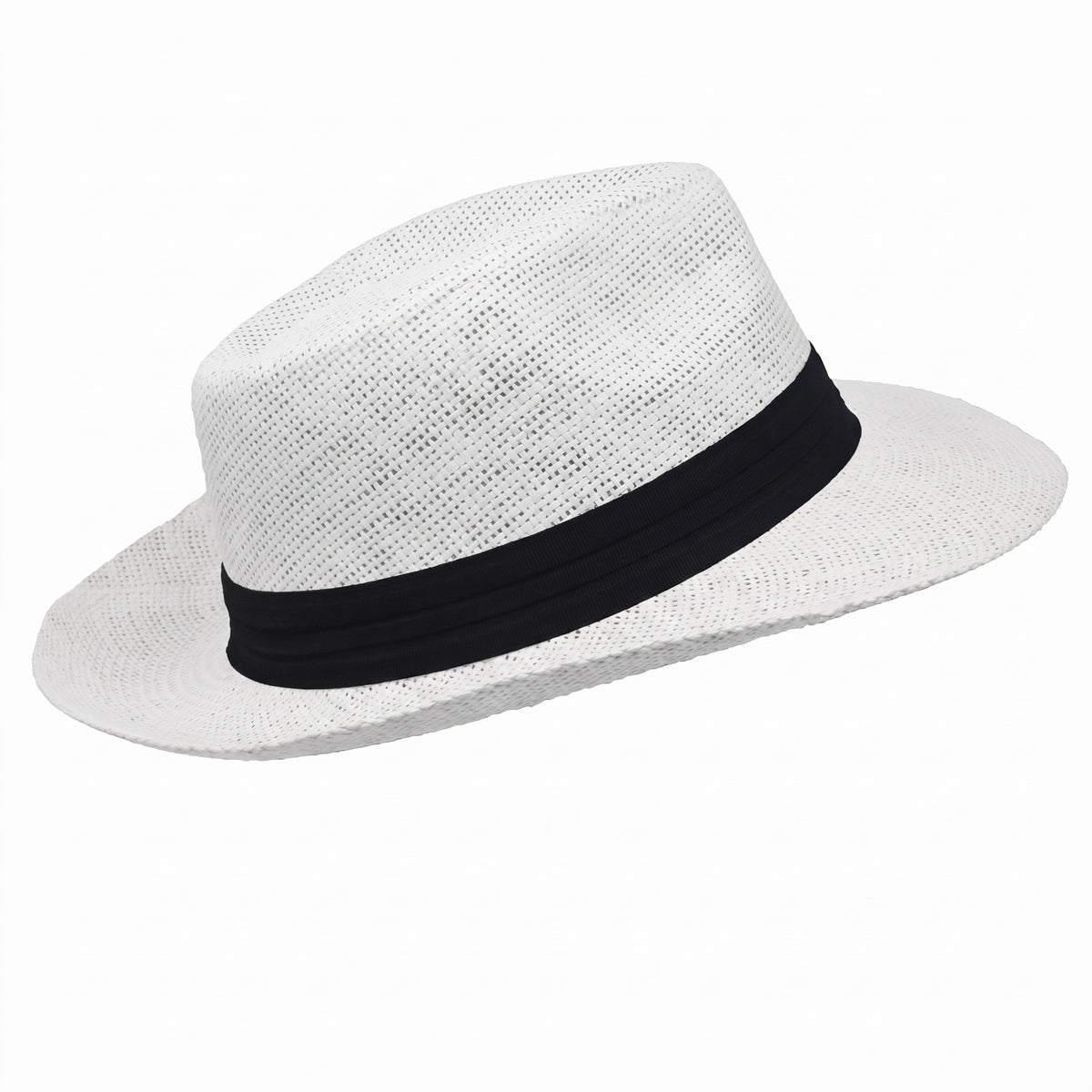 Men Women Summer Fedora Panama Hat Trilby Cuban Paper Straw Sun Hats Wide Brim with Black Band