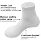 Men's 12 Pairs Cotton Solid Athletic Ankle Quarter Socks with Cushioning Size 9-13