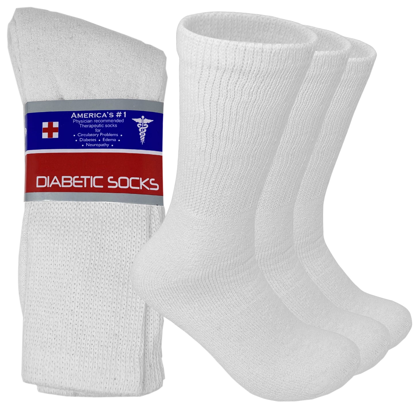 3-12 Pairs Men's Non Binding Top Circulatory Diabetic Crew Socks Size 9-15