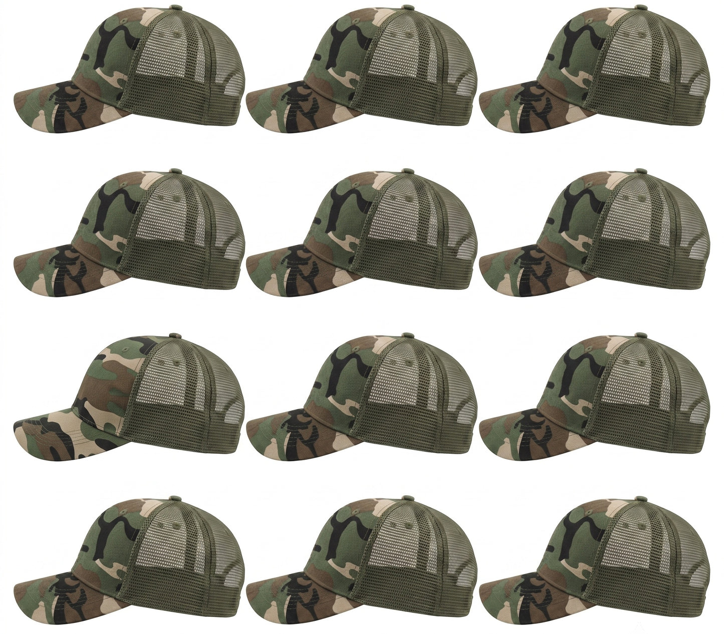 12-Pack Lot Unisex Mesh Back Baseball Cap Sun Visor Breathable Plain Blank Trucker Hats Adjustable Caps