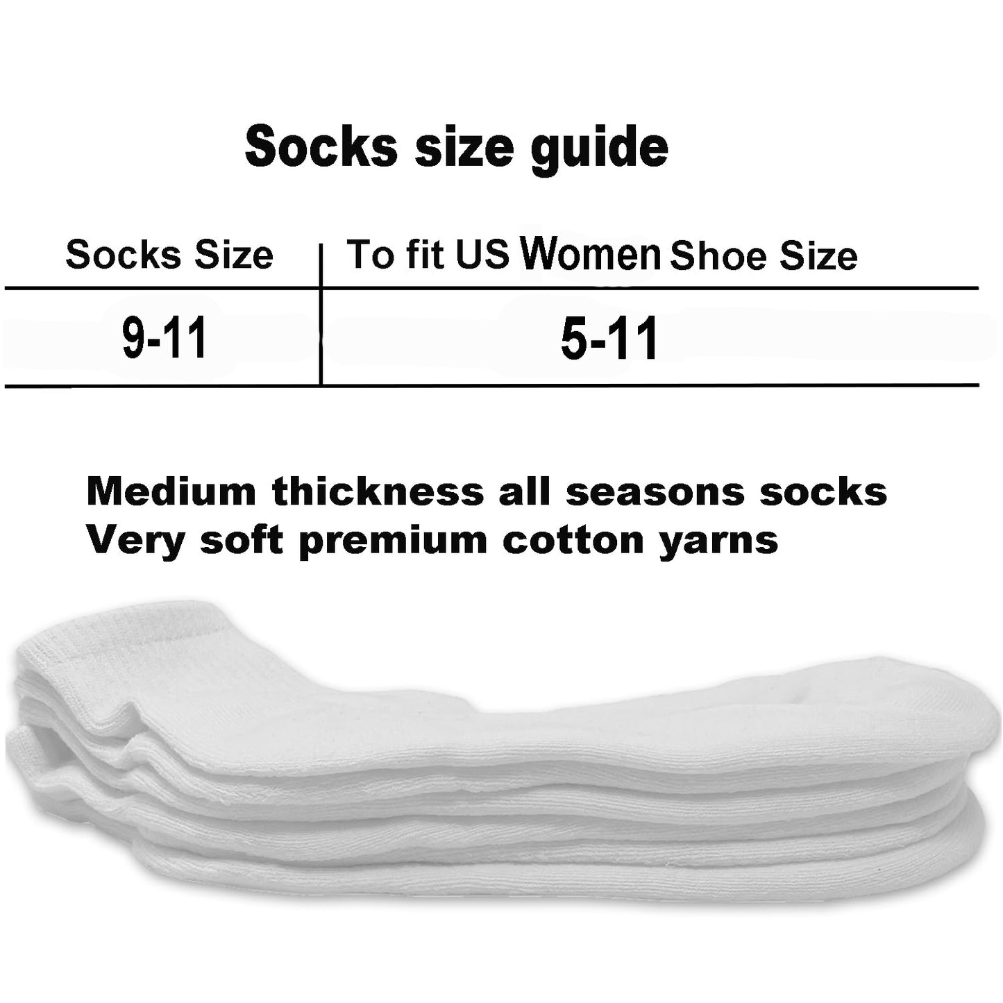 Women's 12 Pairs Cotton Solid Athletic Ankle Quarter Socks with Cushioning Size 9-11