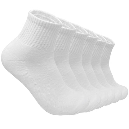 Men's 6 Pairs Cotton Solid Athletic Ankle Quarter Socks with Cushioning Size 9-13