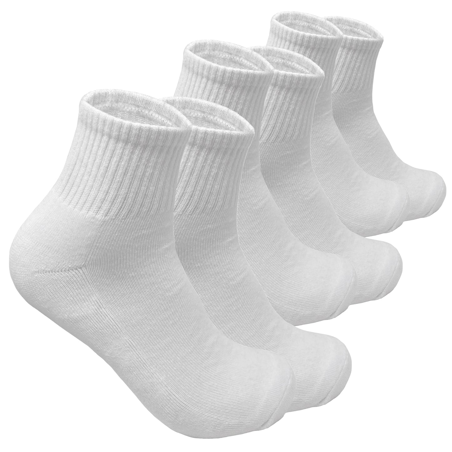 Men's High Quality Cotton Cushioned White Ankle Crew Socks Size 9-13