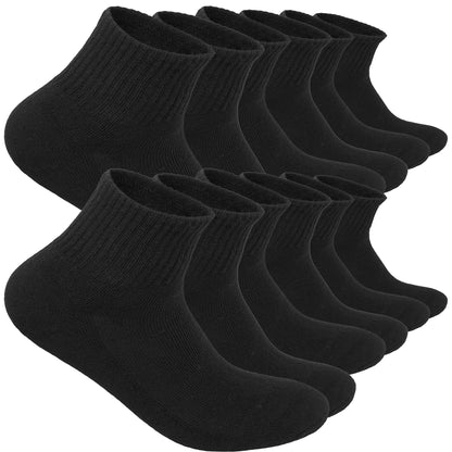 Men's High Quality Cotton Cushioned Black Ankle Crew Socks Size 9-13