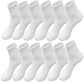 Men's High Quality Cotton Cushioned White Ankle Crew Socks Size 9-13