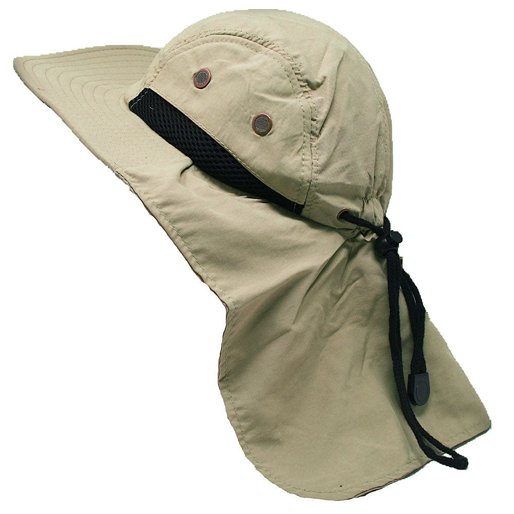 Unisex Boonie Bucket Snap Hat Sun Visor Big Brim Neck Flap 100% Cotton Cap