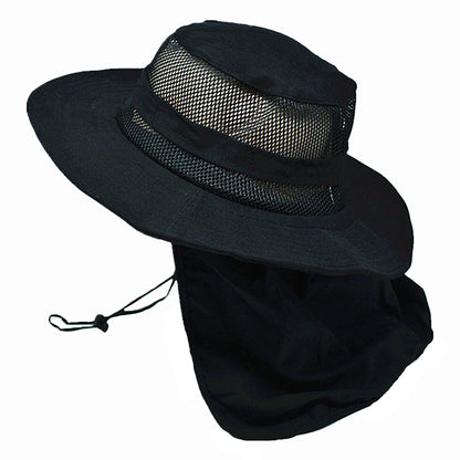 Unisex Bucket Boonie Hat Neck Flap Sun Visor Mesh Top 100% Cotton Cap