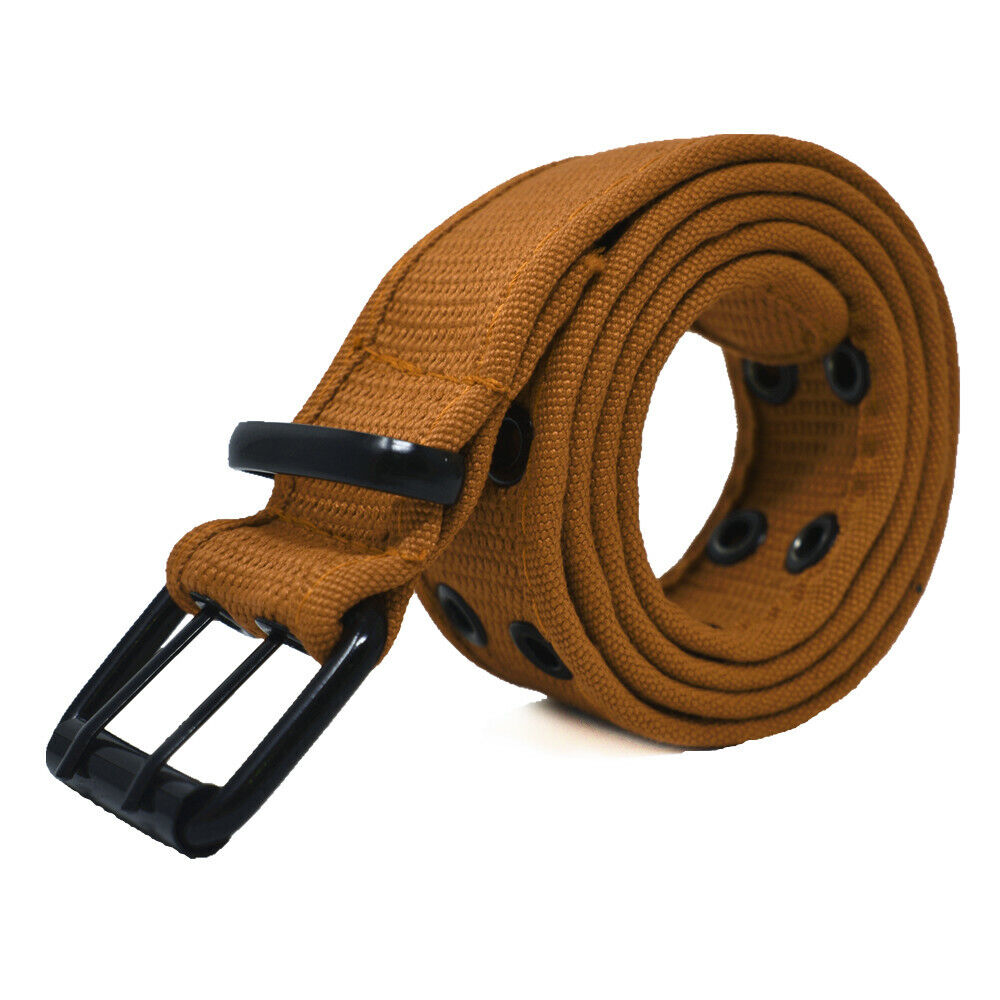 Unisex Double Grommet 2 Hole Belts 100% Cotton Canvas Web Casual Belt