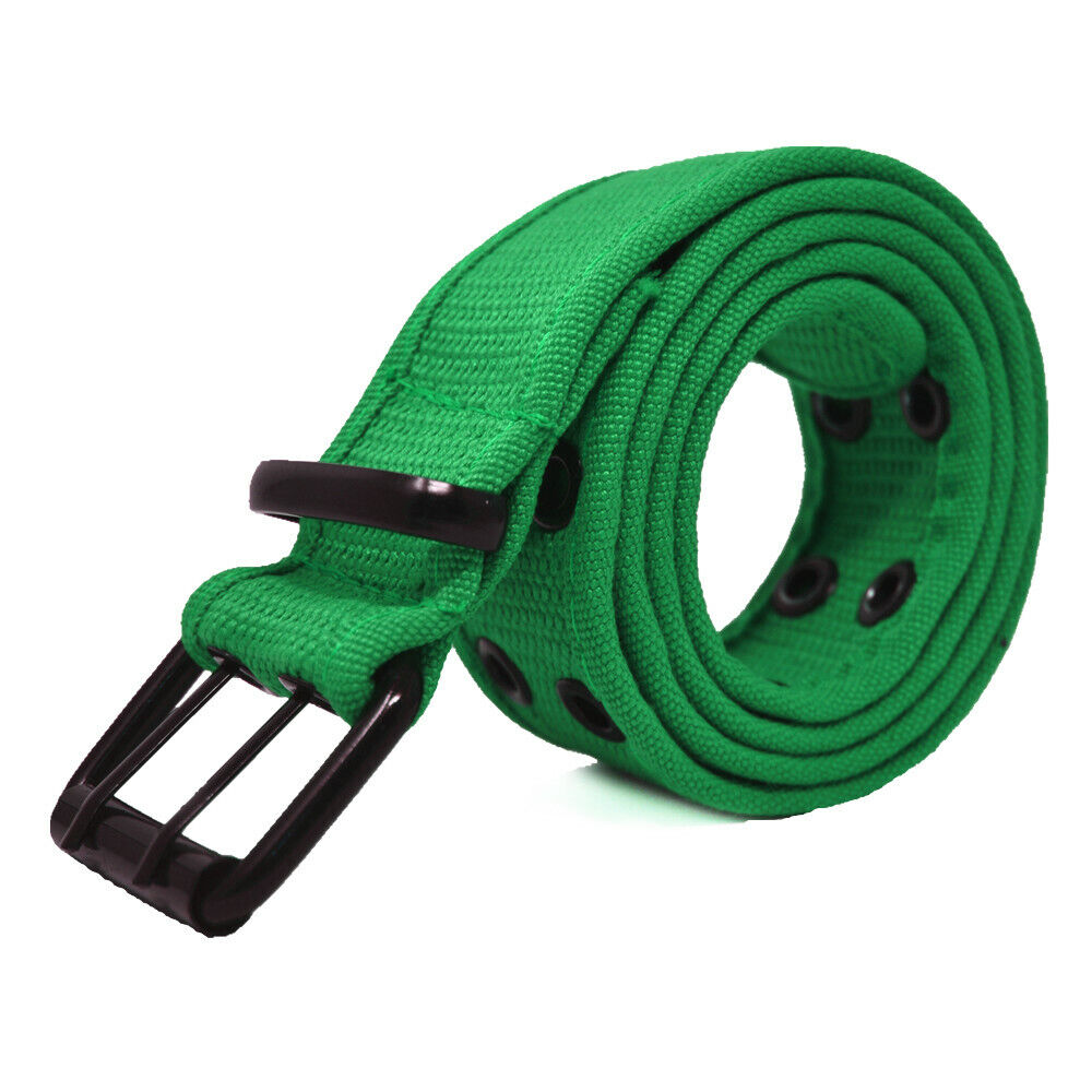 Unisex Double Grommet 2 Hole Belts 100% Cotton Canvas Web Casual Belt