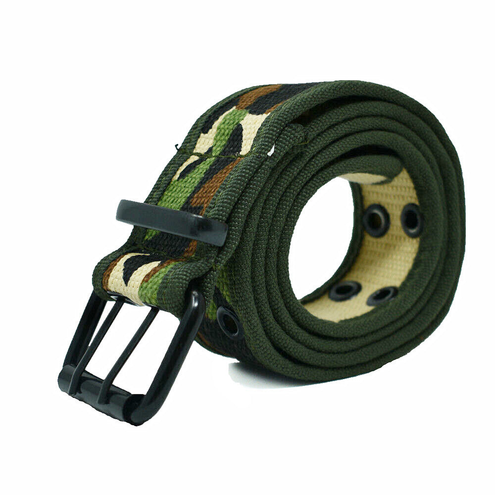 Unisex Double Grommet 2 Hole Belts 100% Cotton Canvas Web Casual Belt