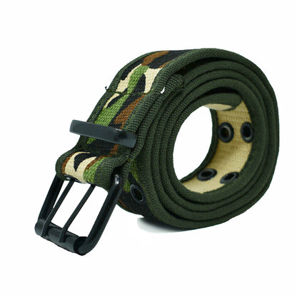 Unisex Double Grommet 2 Hole Belts 100% Cotton Canvas Web Casual Belt