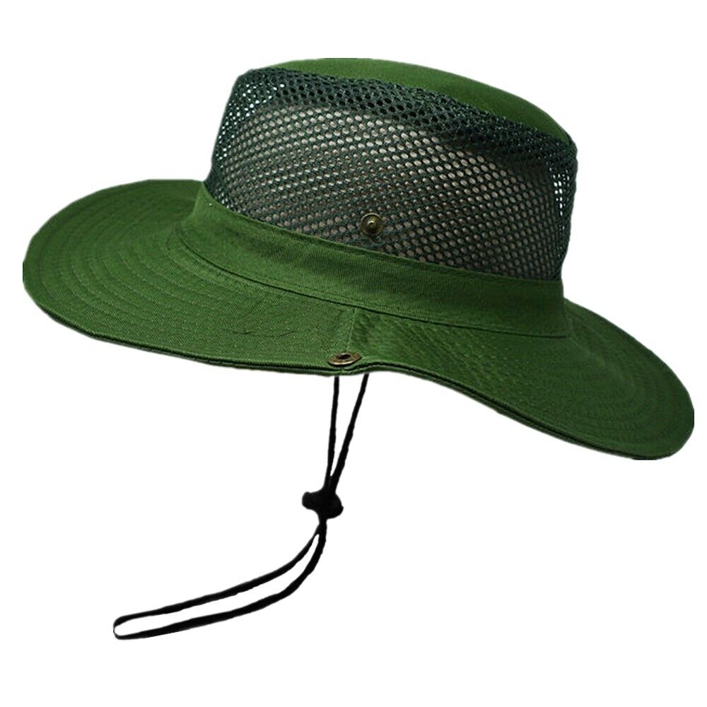 Unisex Bucket Boonie Hat Wide Brim Mesh Top Cool Garden Cap
