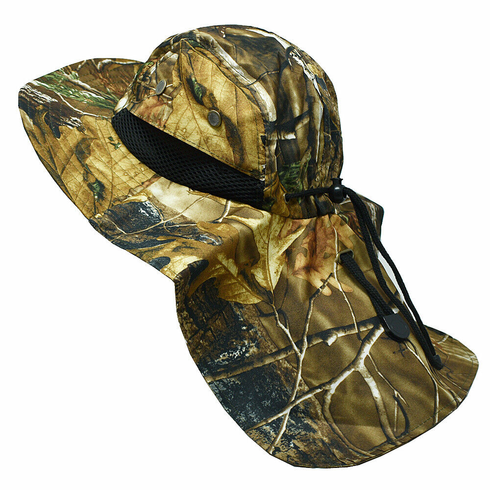 Unisex Boonie Bucket Snap Hat Sun Visor Big Brim Neck Flap Adjustable Cap