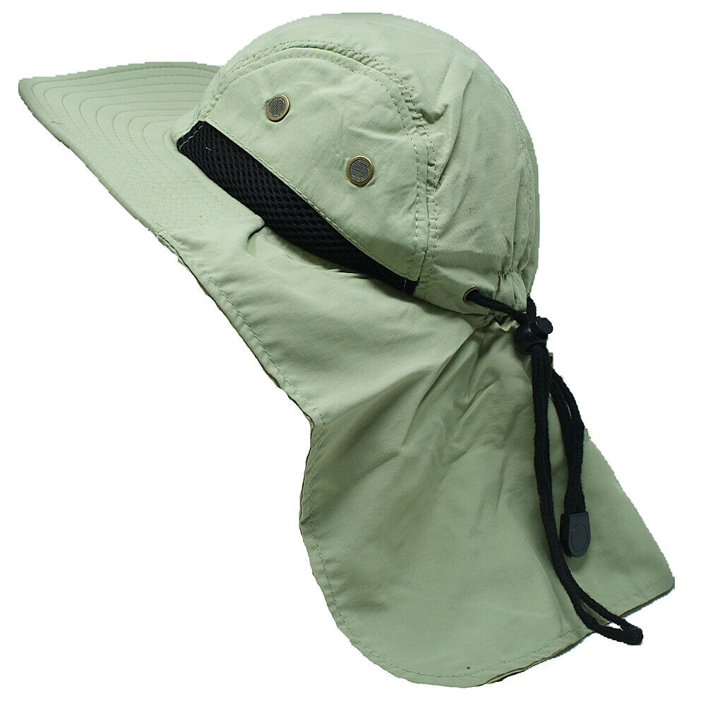 Unisex Boonie Bucket Snap Hat Sun Visor Big Brim Neck Flap Adjustable Cap