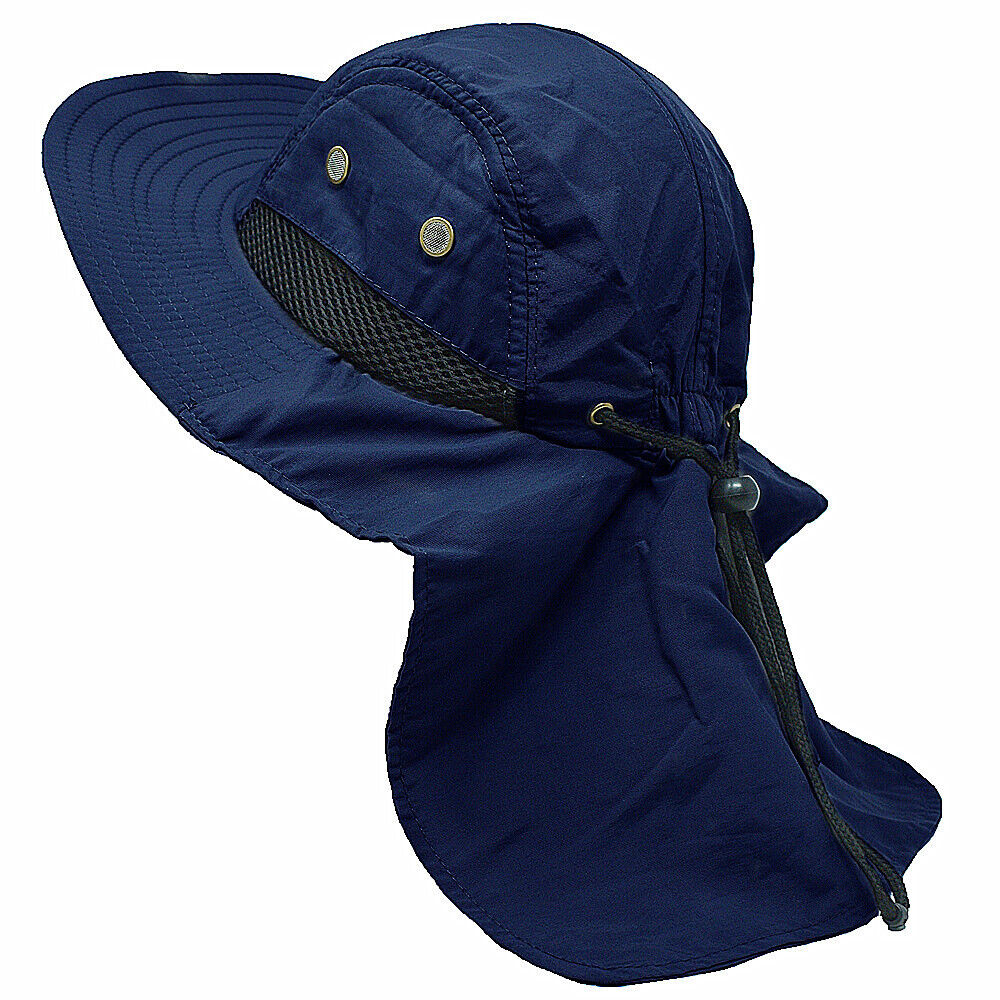 Unisex Boonie Bucket Snap Hat Sun Visor Big Brim Neck Flap 100
