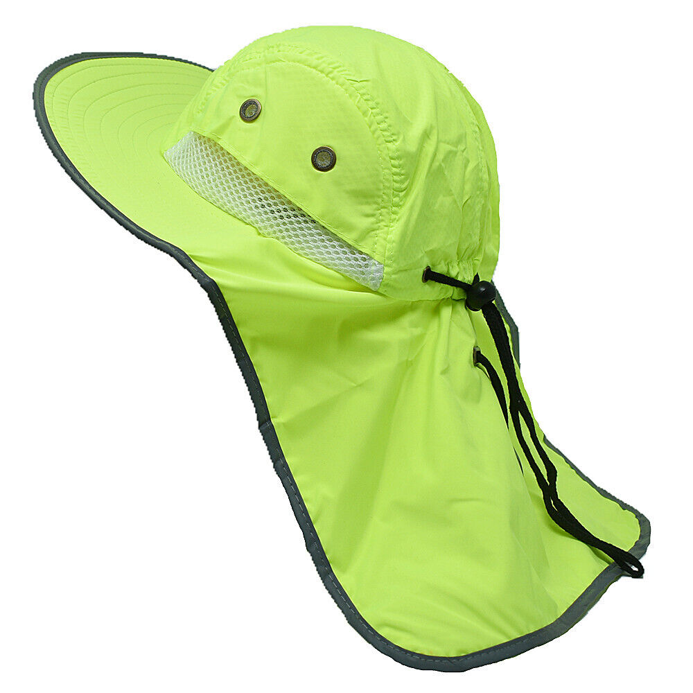 Unisex Boonie Bucket Snap Hat Sun Visor Big Brim Neck Flap 100% Cotton Cap